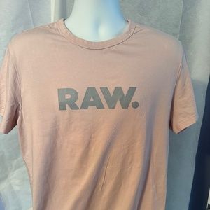 Men's Rose Colored G Star Raw T Shirt, Size L